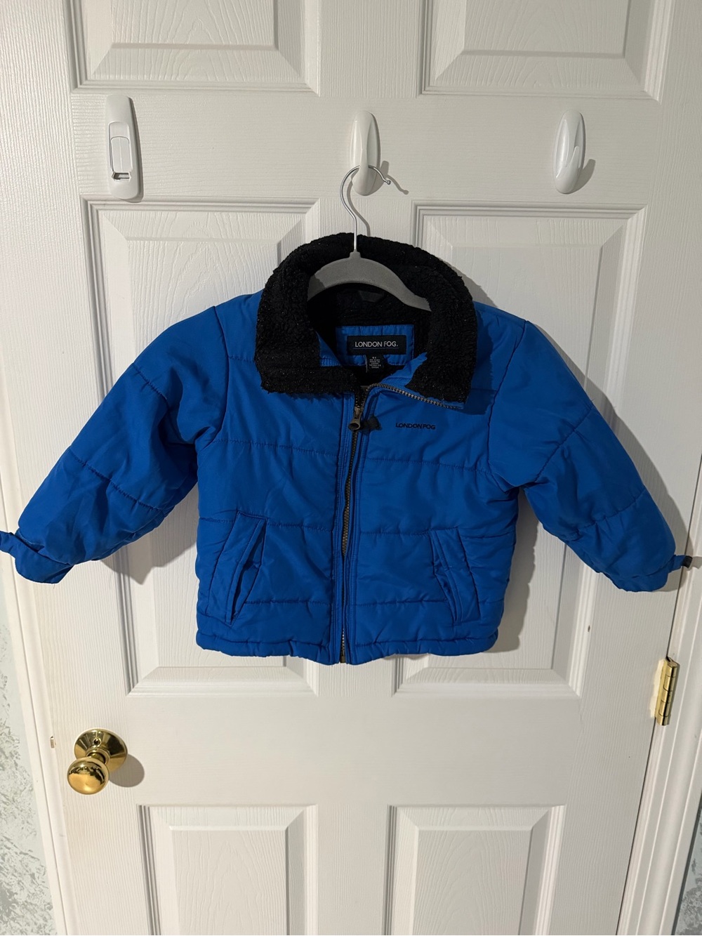 London Fog Kids Blue Puffer Jacket with Sherpa Collar